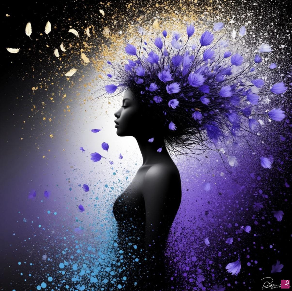 quadri in vendita online - Deep back lights, flowers from head