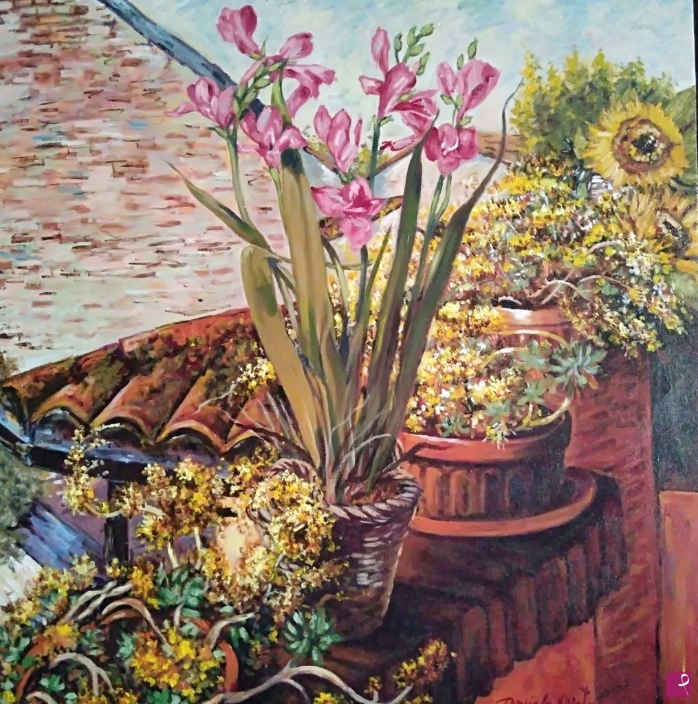 quadri in vendita online - Des fleurs de mon balcon