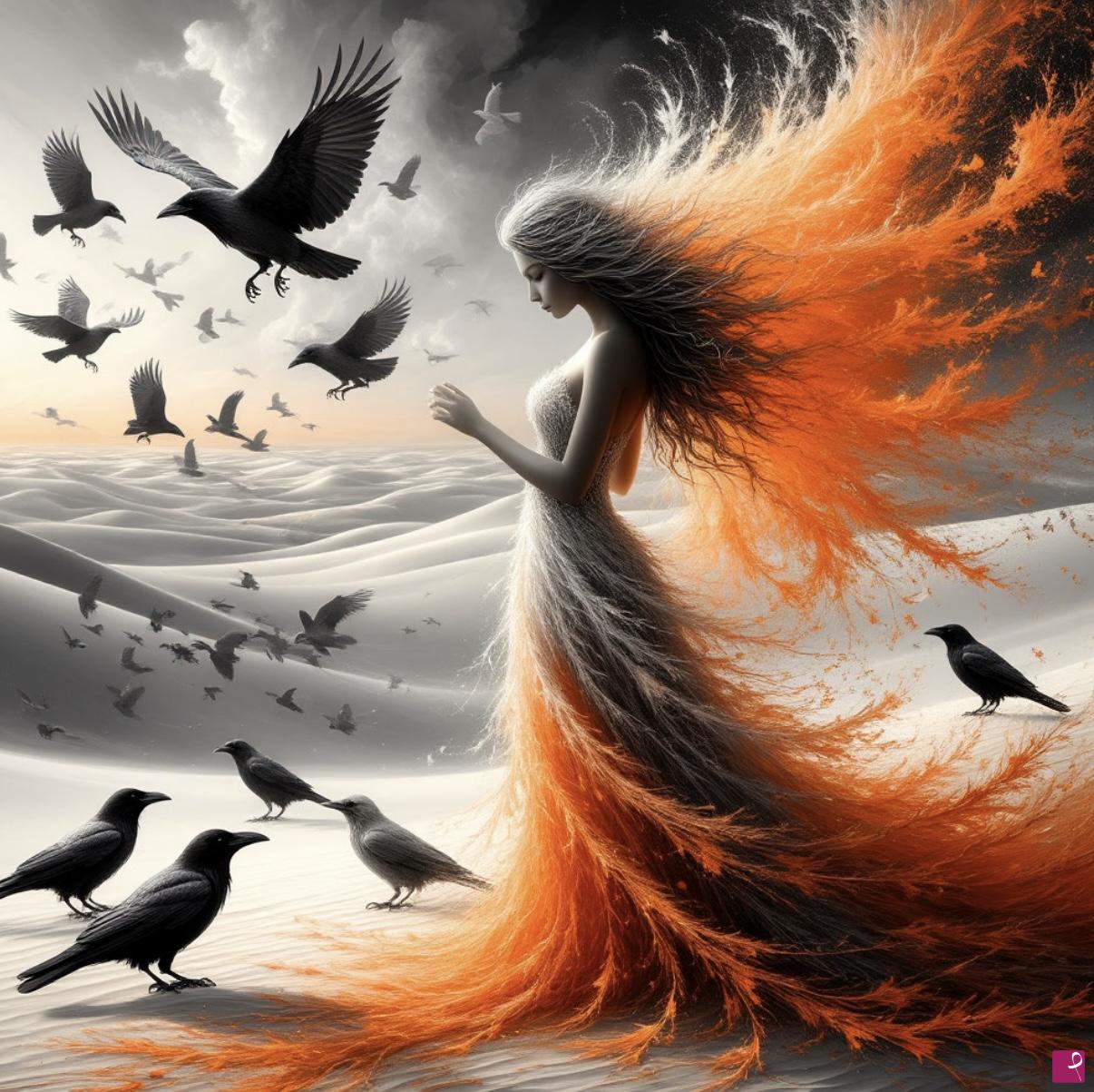 quadri in vendita online - Desert, girl, birds4