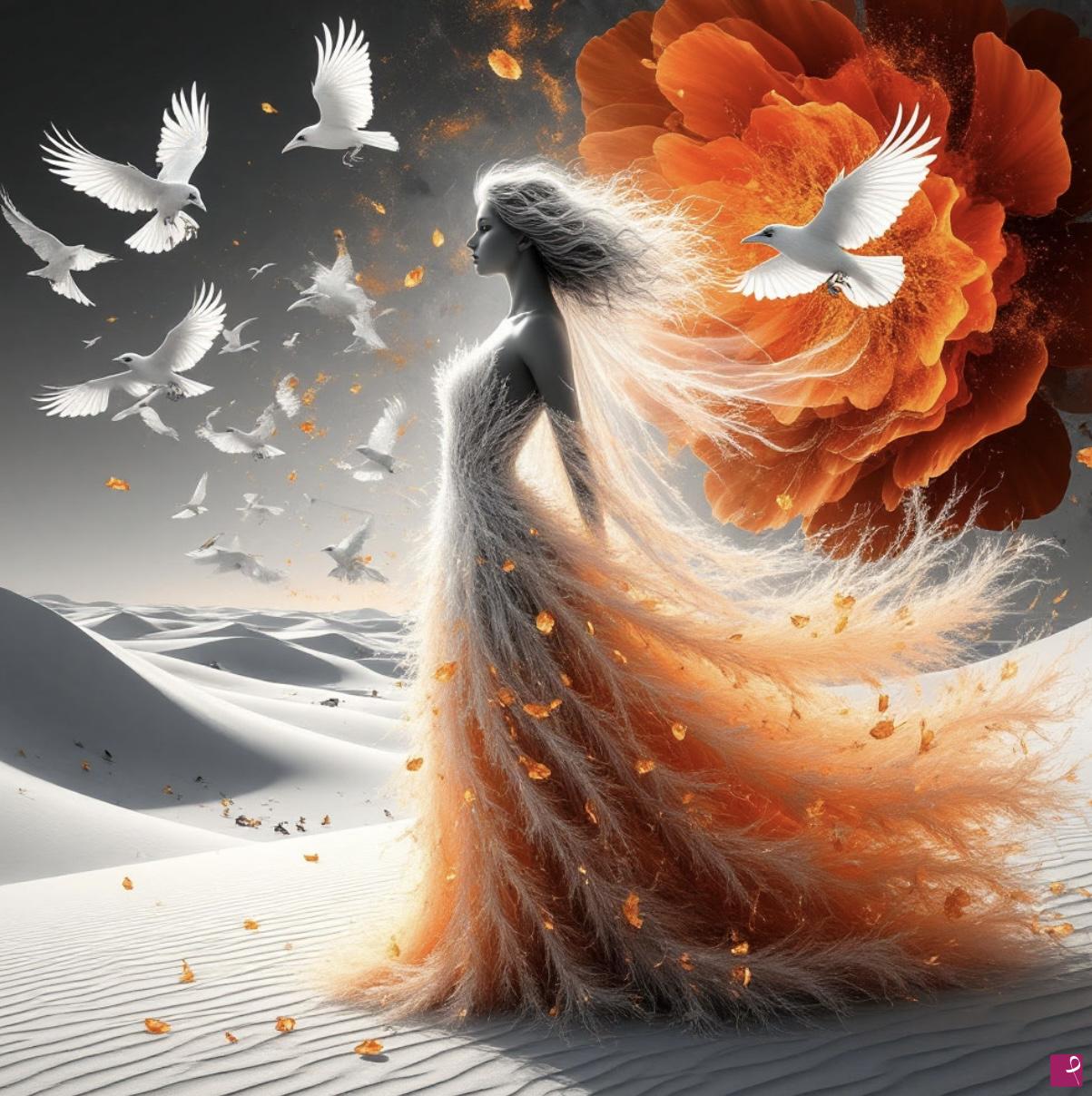 quadri in vendita online - Desert, girl, birds5