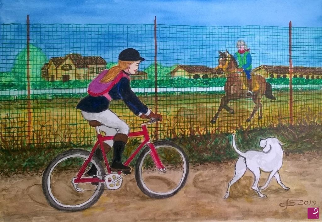 quadri in vendita online - di corsa alla lezione di equitazione