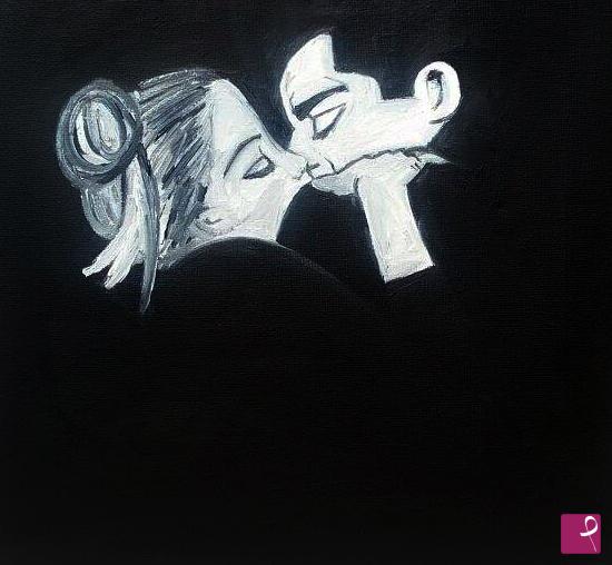 quadri in vendita online - "Diabolik ed Eva Kant" olio su tela 30x30