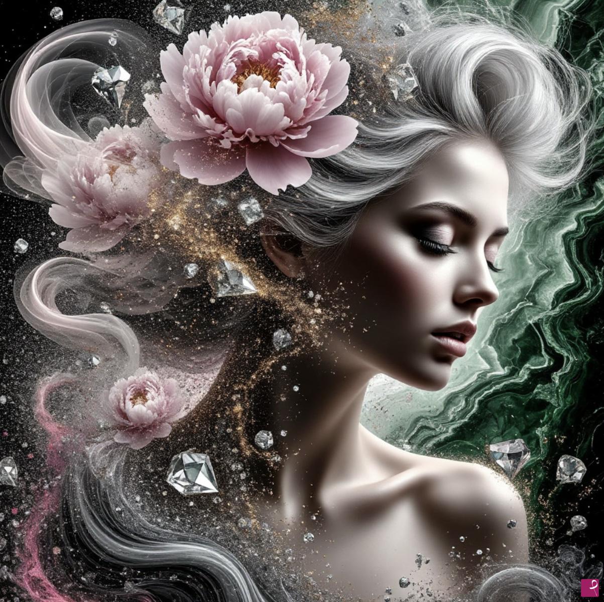 quadri in vendita online - Diamond, flower in head