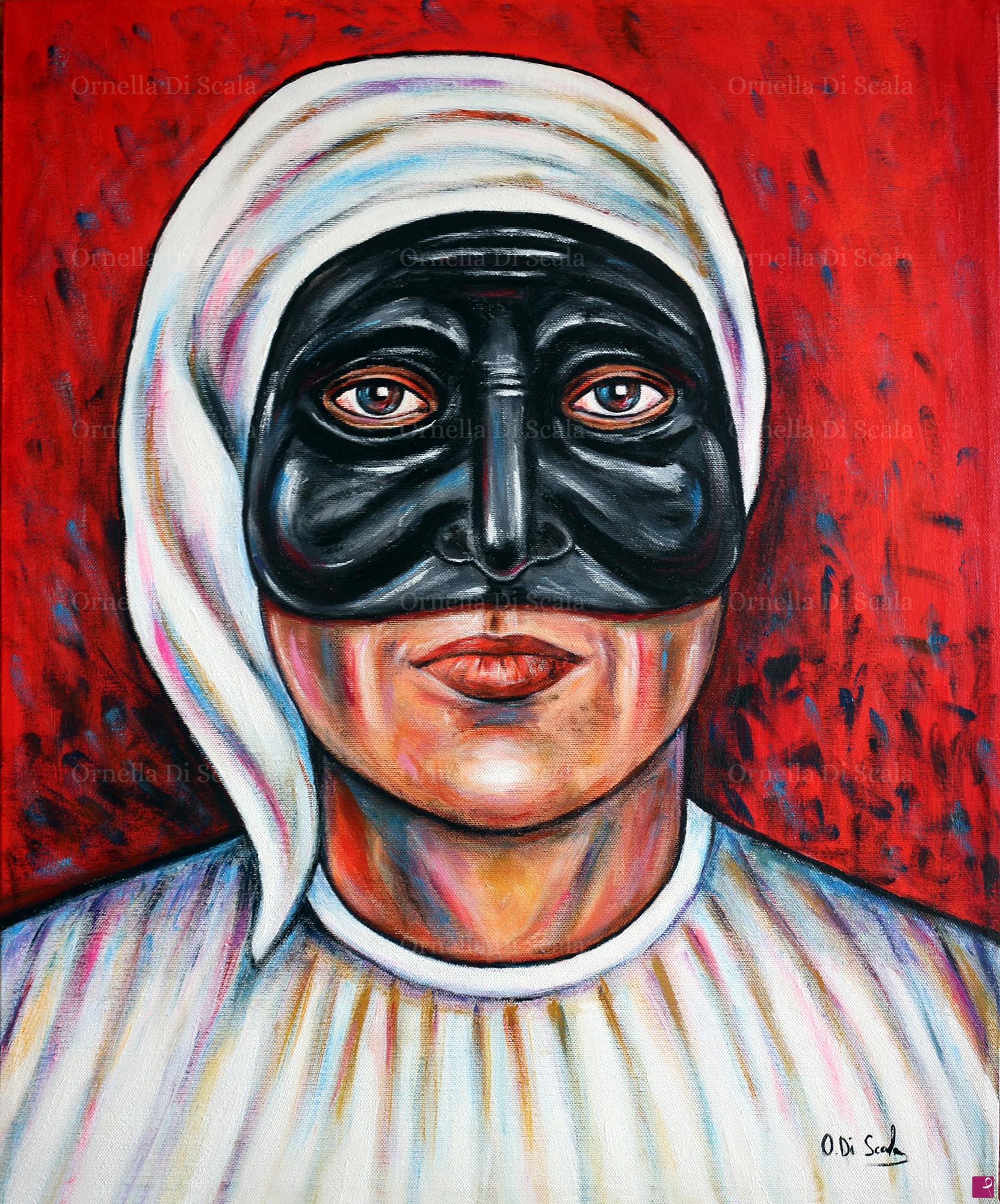 quadri in vendita online - Dipinto quadro moderno Pulcinella pop art dipinto a mano Napoli rosso arredo