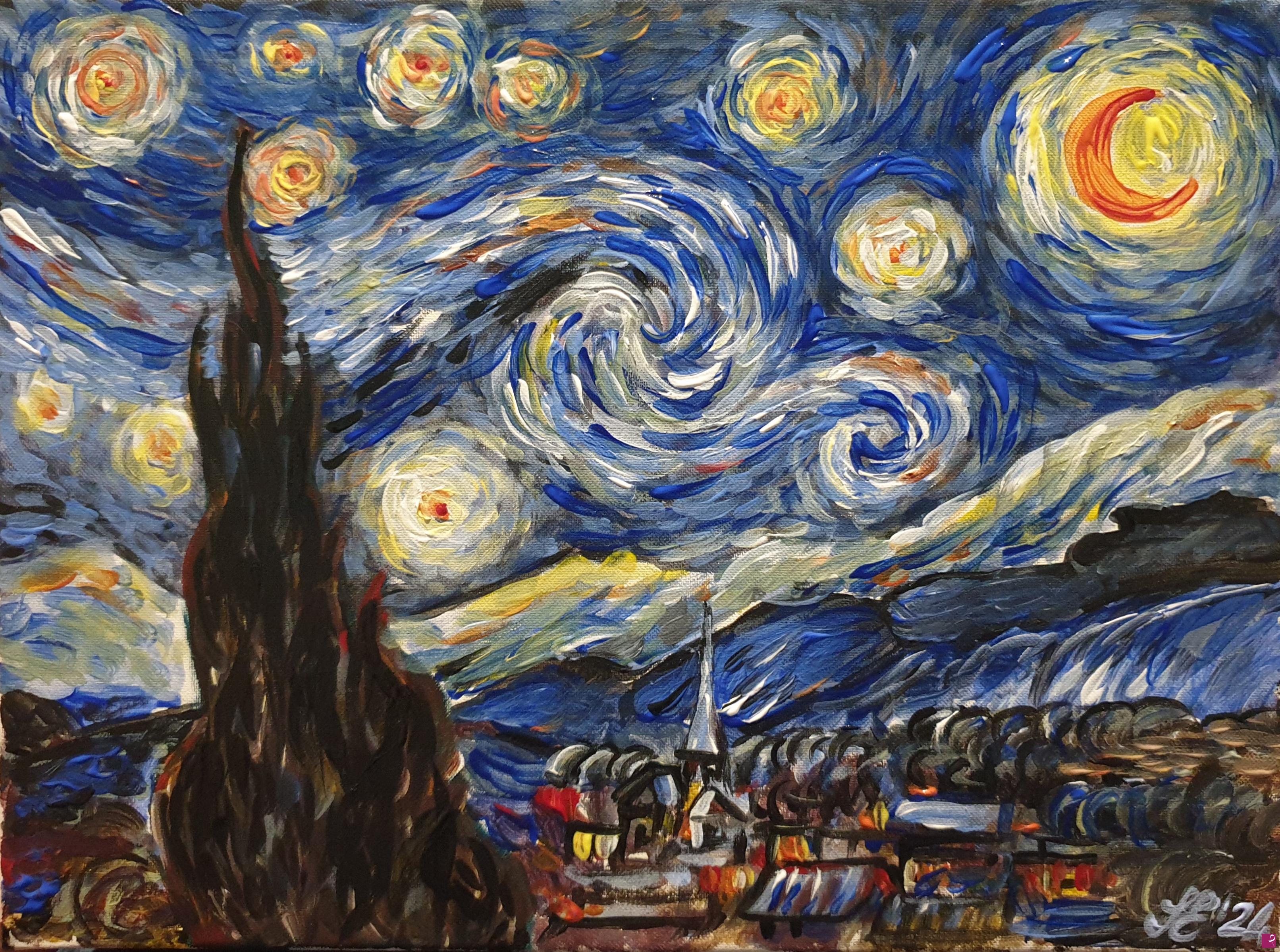 quadri in vendita online - Divertimento in una Notte stellata