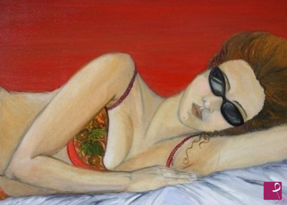 quadri in vendita online - donna al sole