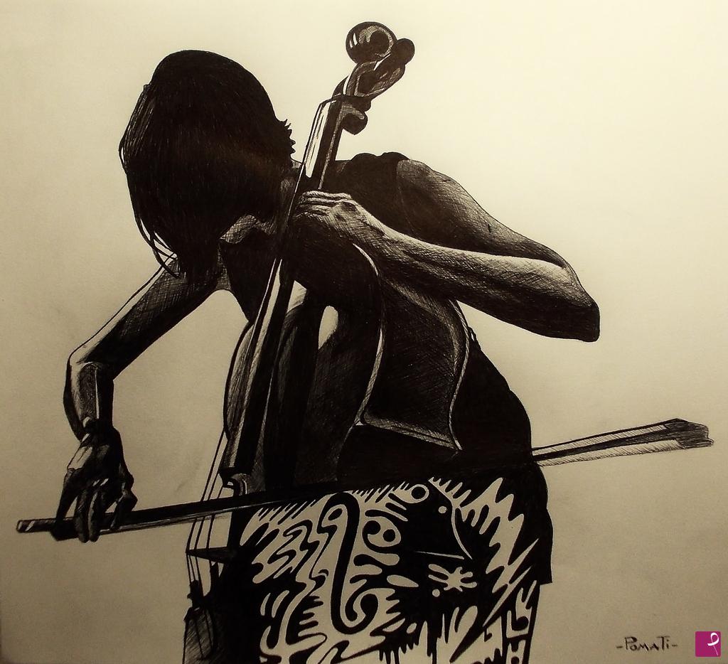 quadri in vendita online - DONNA AL VIOLONCELLO
