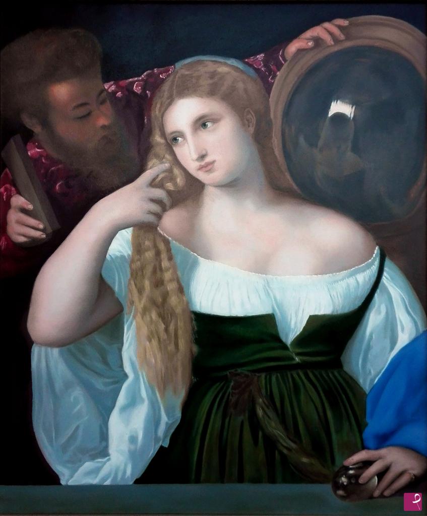 quadri in vendita online - Donna allo specchio