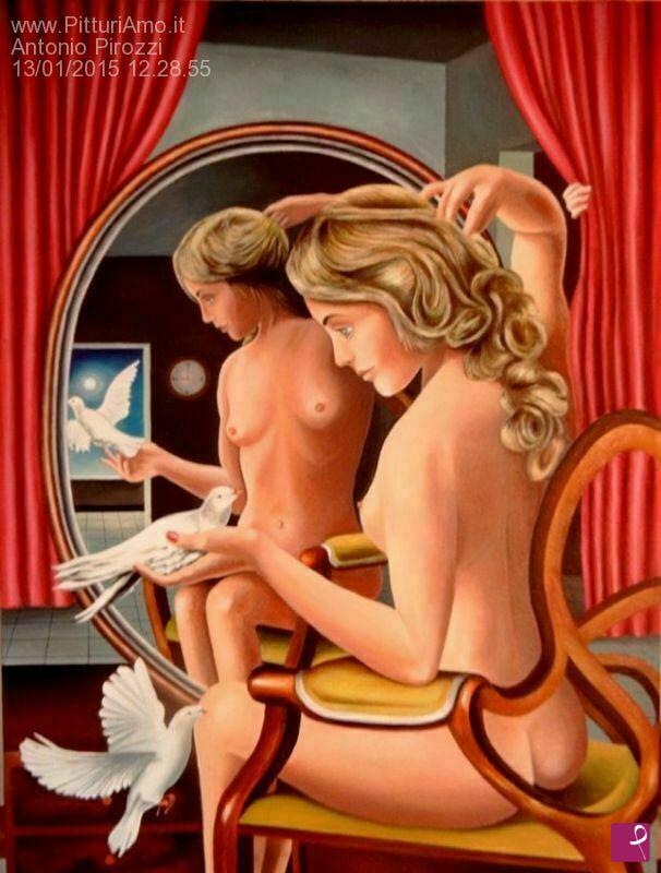quadri in vendita online - donna allo specchio