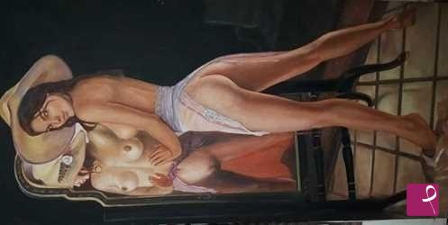 quadri in vendita online - Donna allo specchio