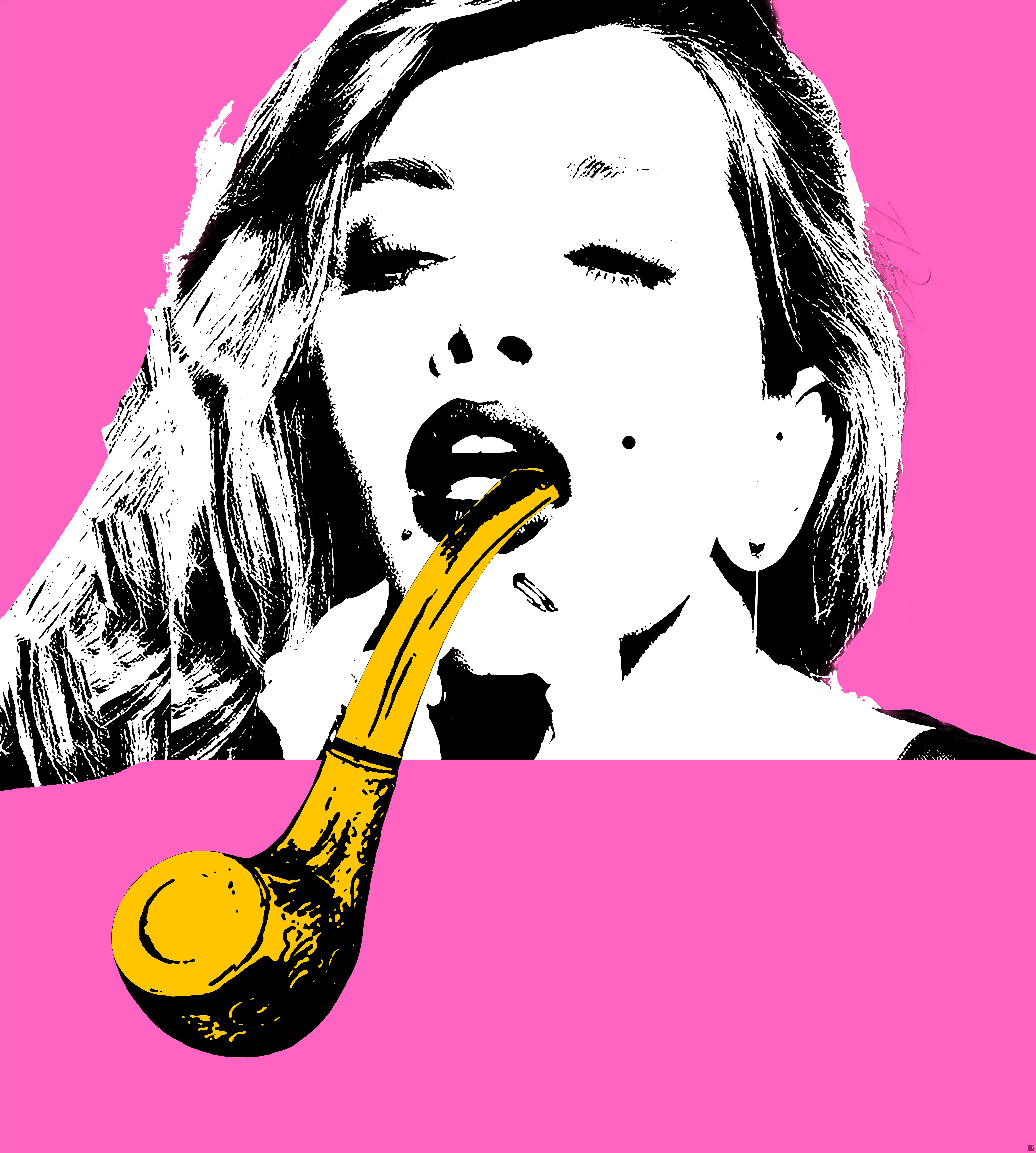 quadri in vendita online - Donna che fuma la Pipa (versione rosa) - Edizione Limitata a 200