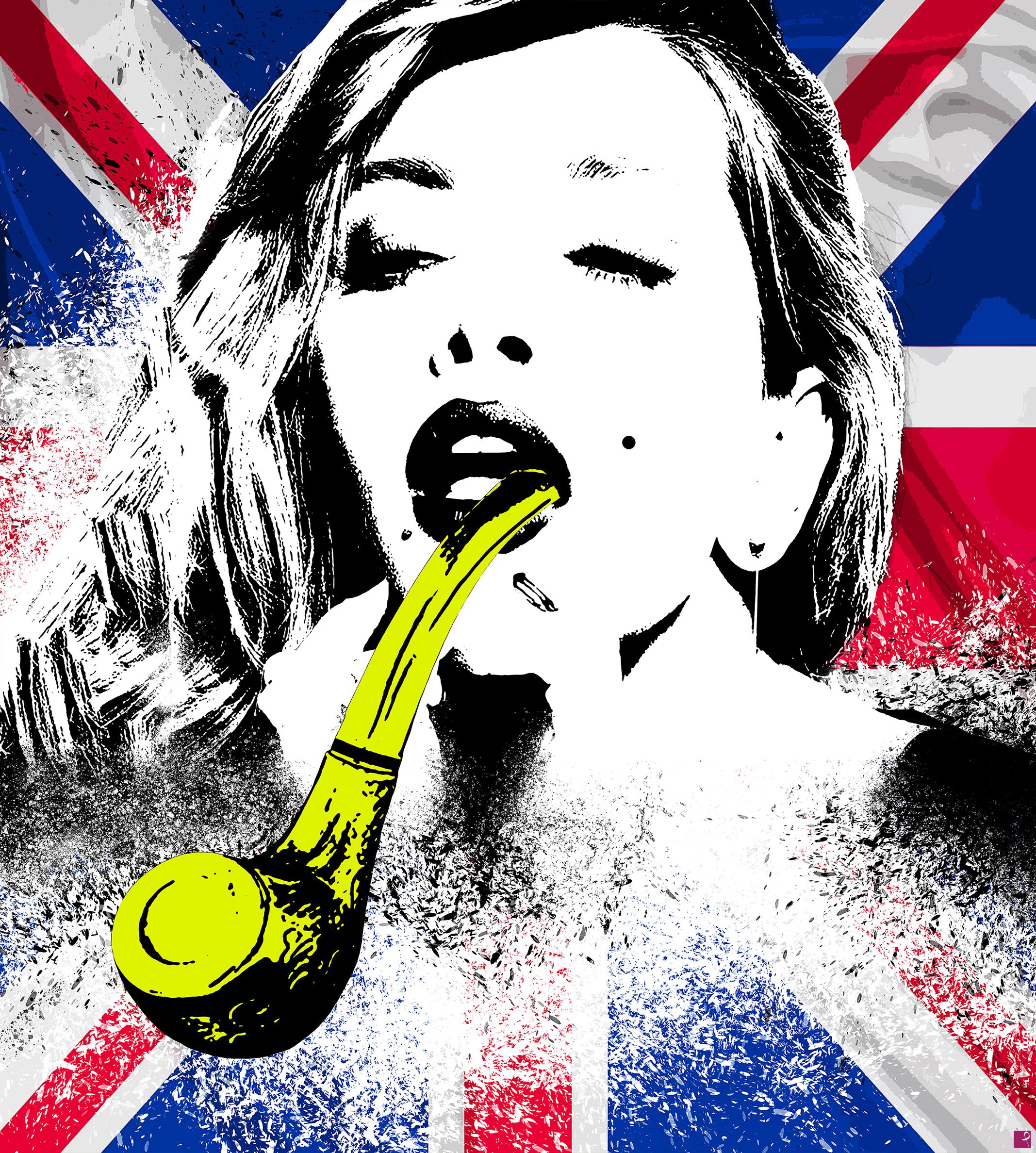 quadri in vendita online - Donna che fuma una pipa (Versione Union Jack) - Edizione Limitata a 100