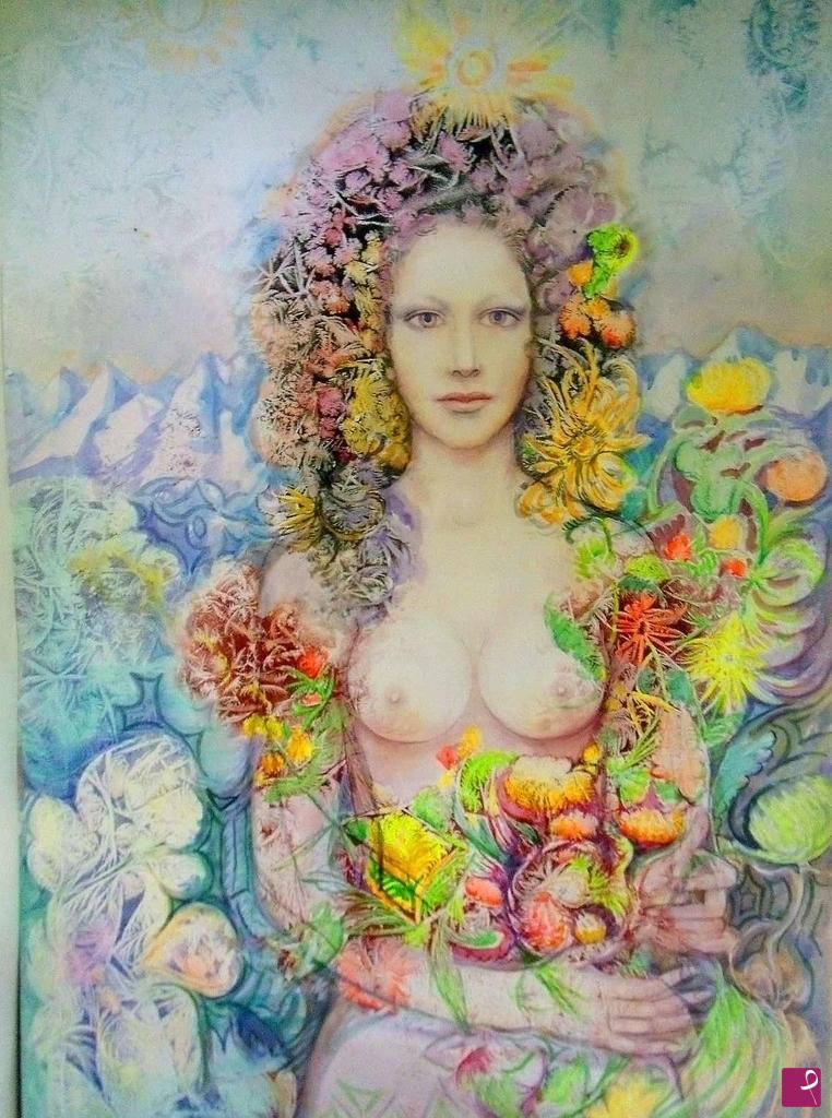 quadri in vendita online - Donna coi Fiori