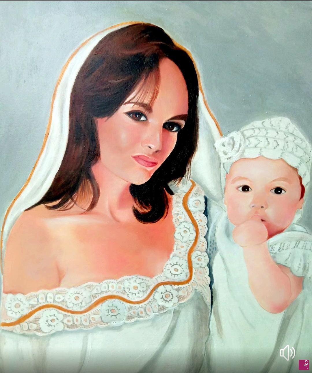 quadri in vendita online - Donna con bambina