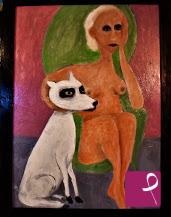 quadri in vendita online - Donna con cane