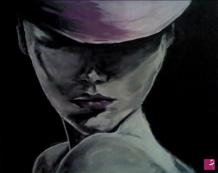 quadri in vendita online - donna con cappello