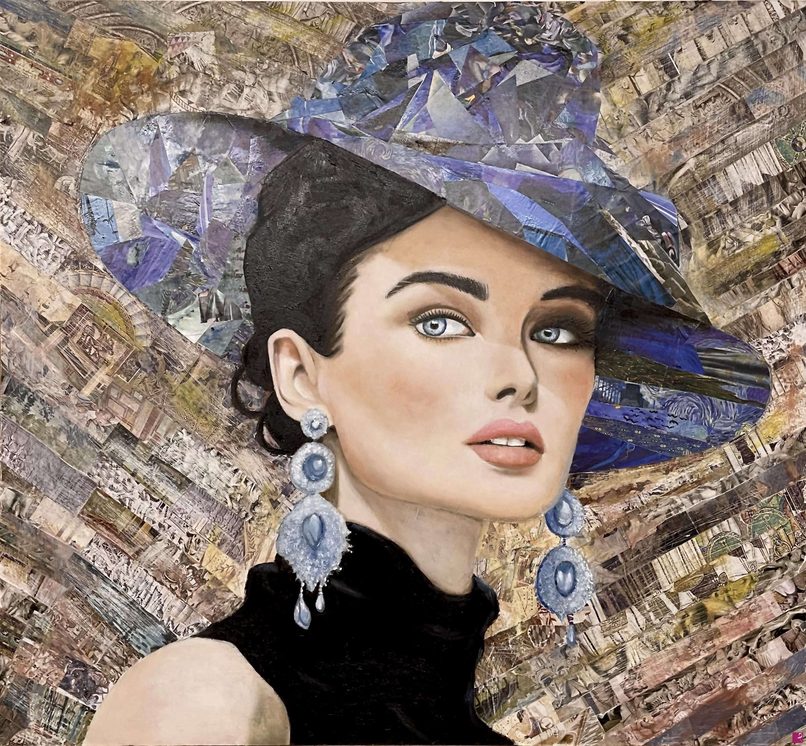 quadri in vendita online - Donna con cappello 