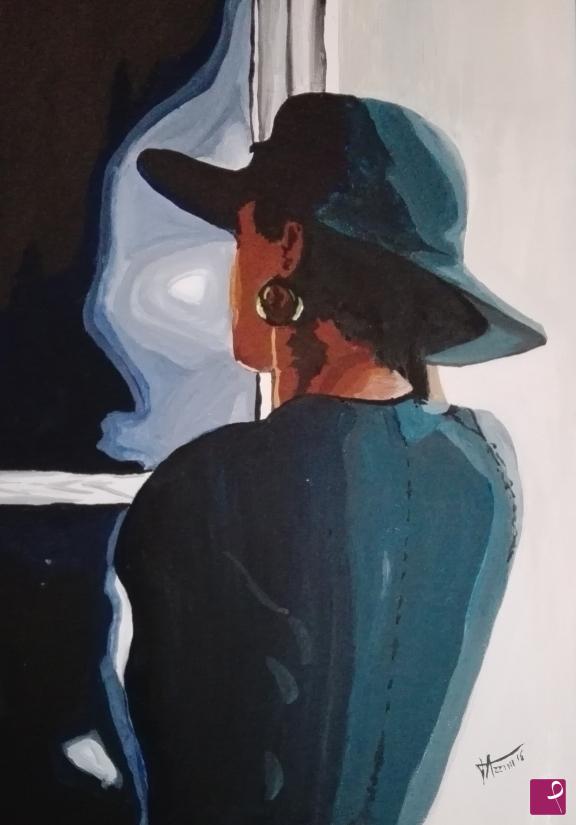 quadri in vendita online - DONNA CON CAPPELLO