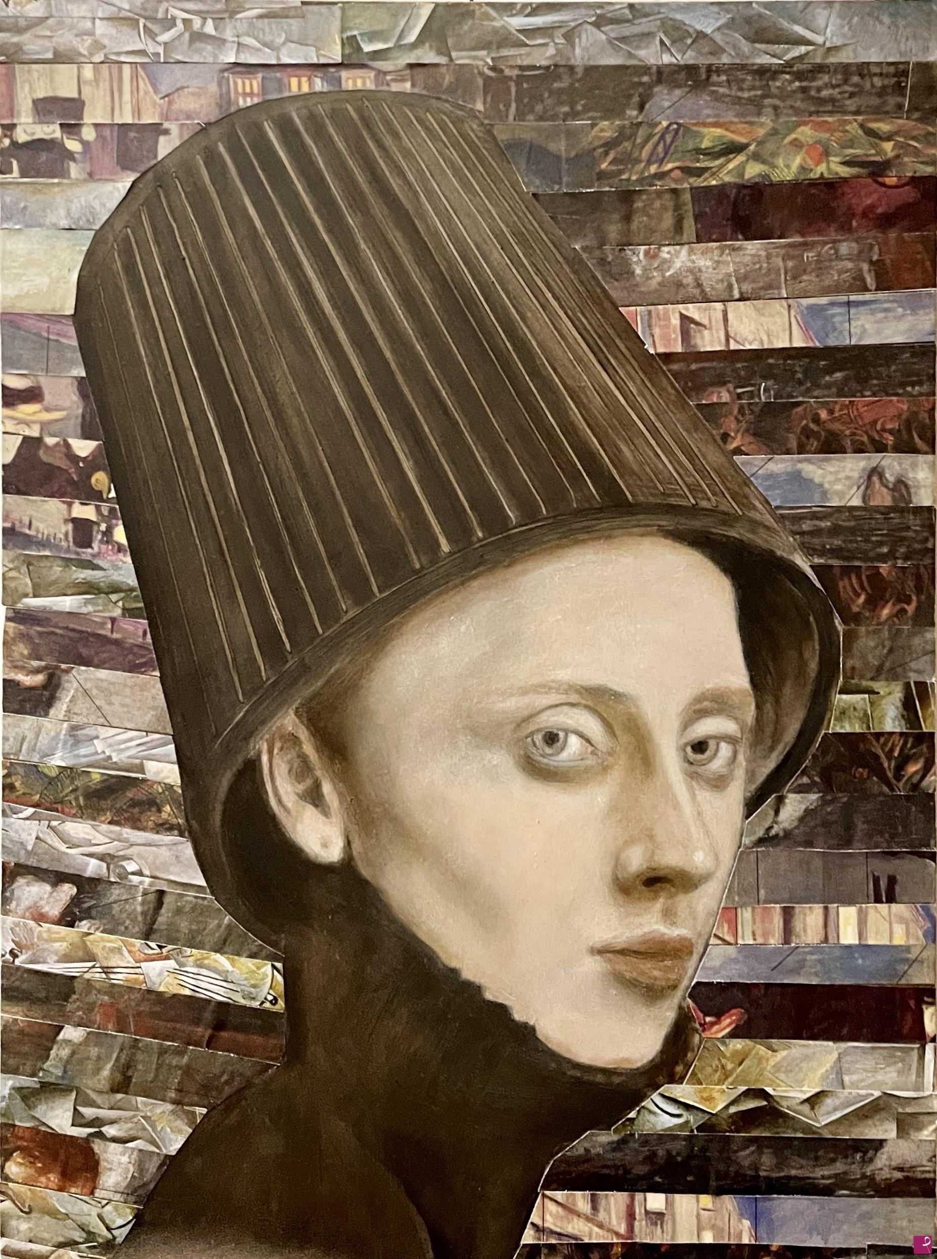 quadri in vendita online - Donna con cappello a cilindro 