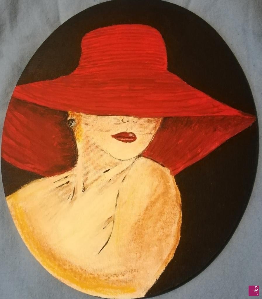 quadri in vendita online - Donna con cappello.. Dolce mistero 