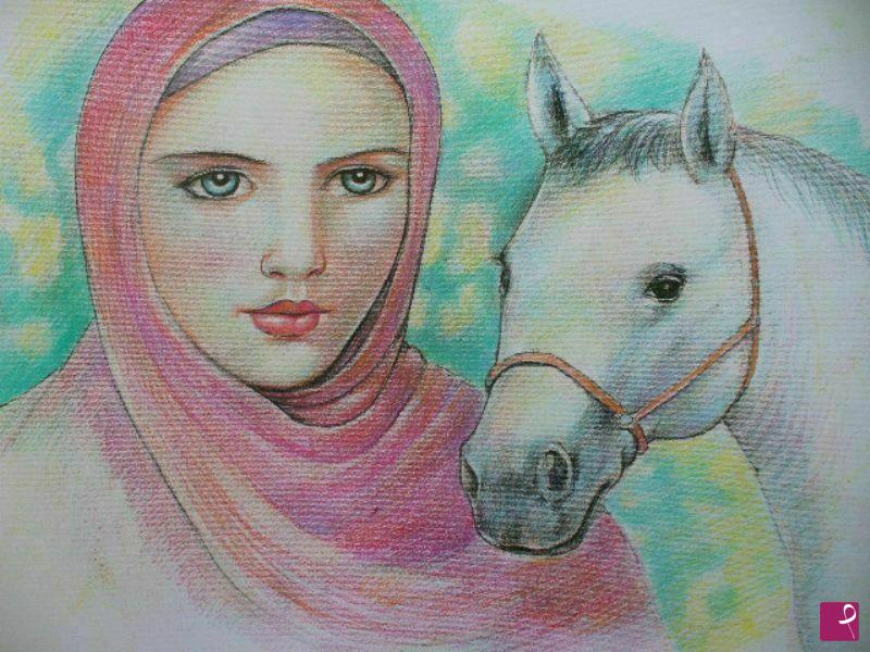 quadri in vendita online - Donna con cavallo