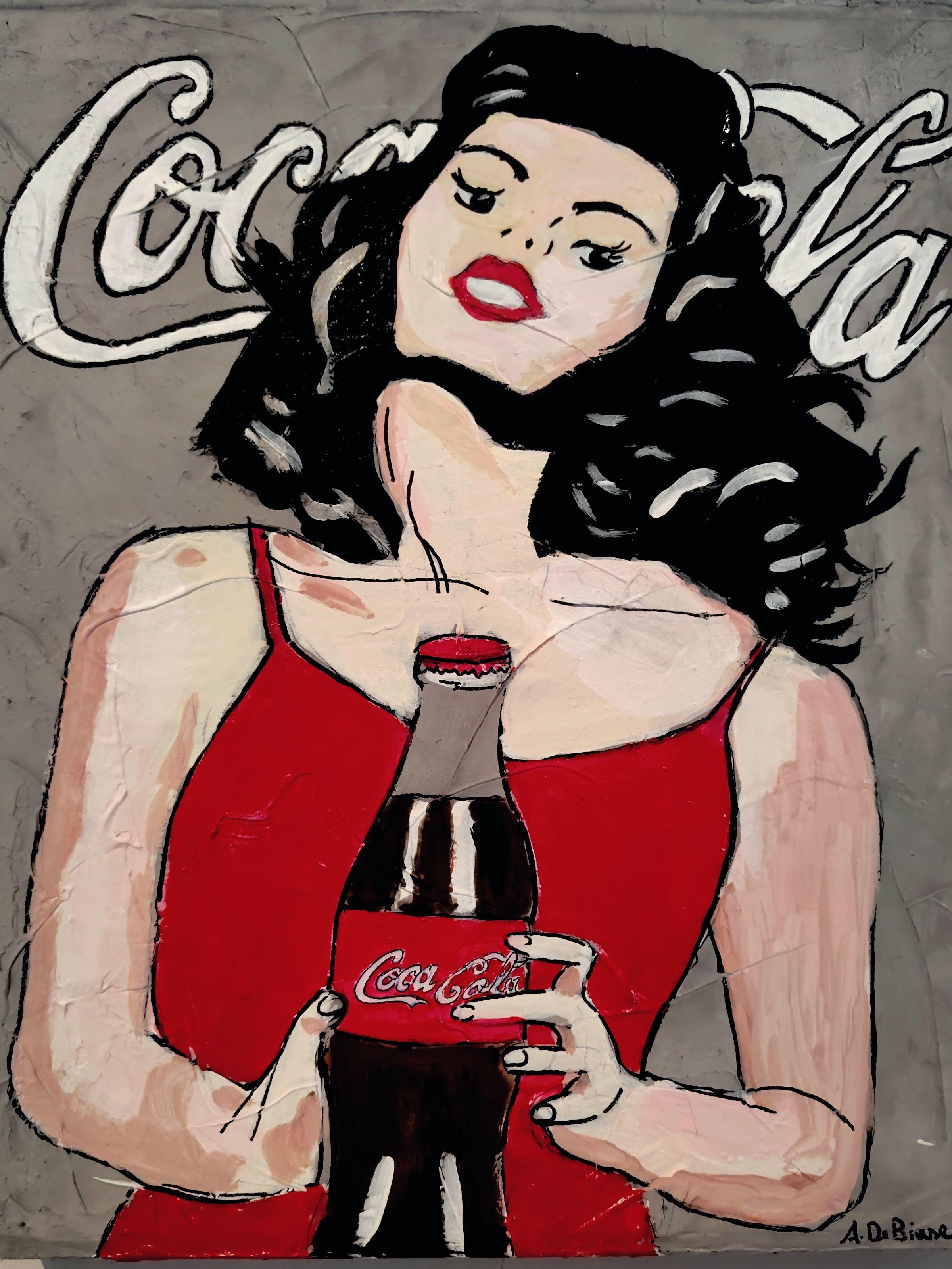 quadri in vendita online - Donna con Coca Cola 