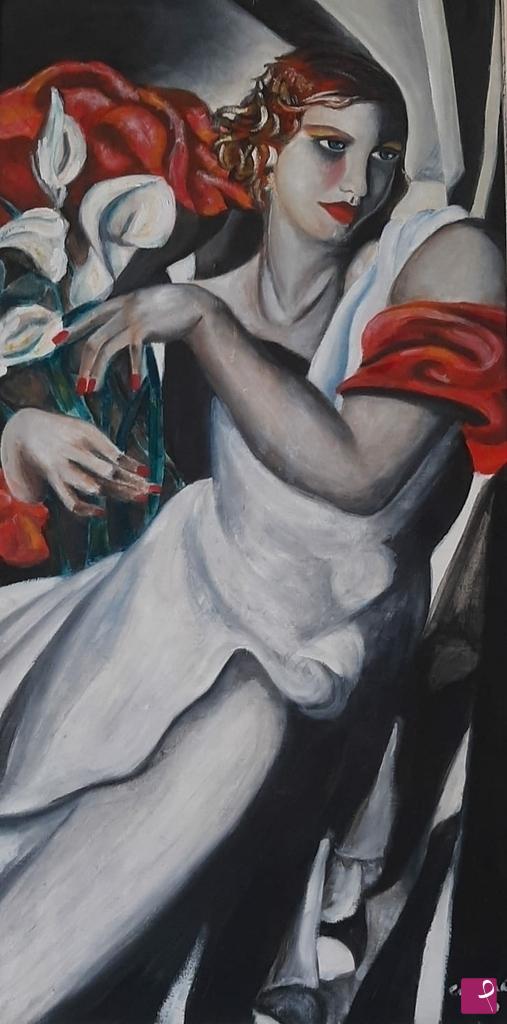 quadri in vendita online - DONNA CON FIORI (1996)