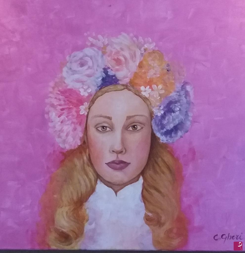 quadri in vendita online - Donna con fiori 2