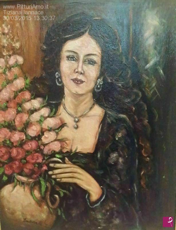 quadri in vendita online - "Donna con fiori"