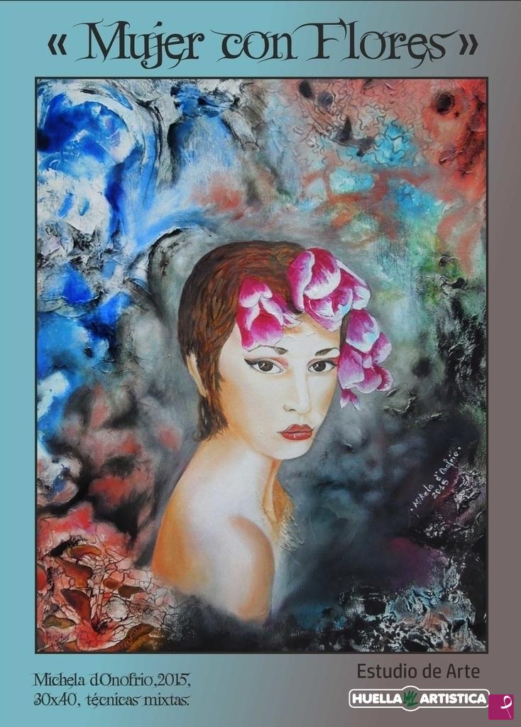 quadri in vendita online - Donna con fiori