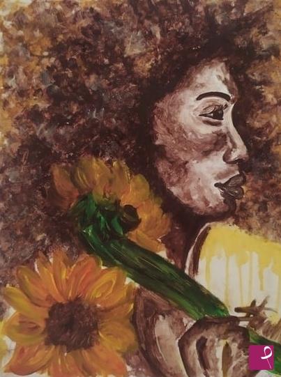 quadri in vendita online - donna con i girasoli
