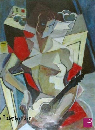 quadri in vendita online - Donna con la chitarra