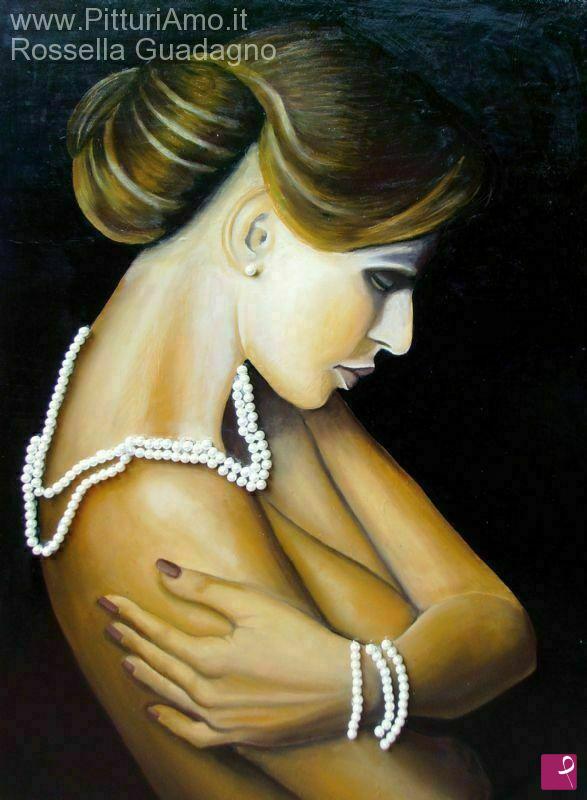 quadri in vendita online - Donna con la collana
