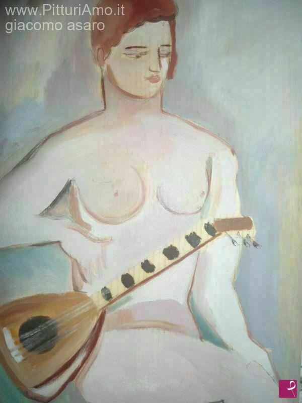 quadri in vendita online - donna con mandolino