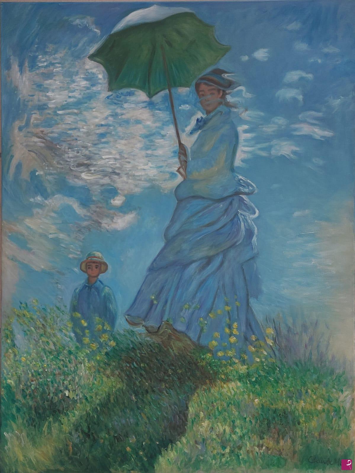 quadri in vendita online - DONNA CON PARASOLE C. MONET CM 60X80 