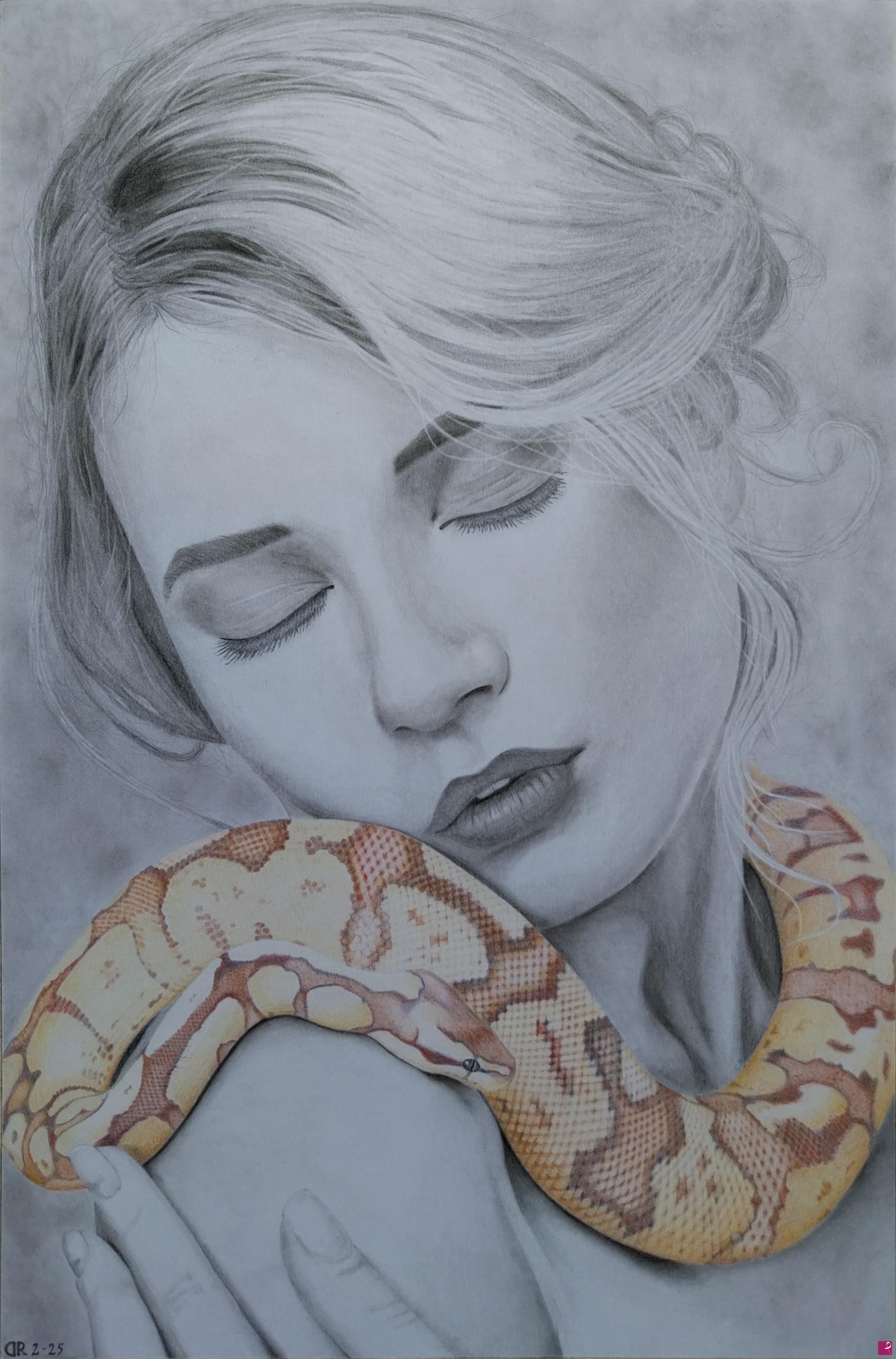 quadri in vendita online - Donna con serpente