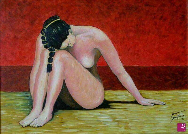 quadri in vendita online - donna con tramonto