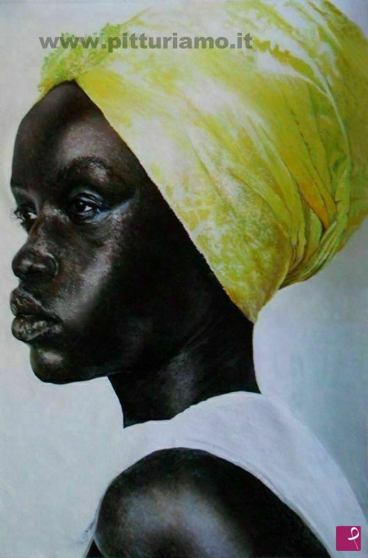 quadri in vendita online - Donna con turbante