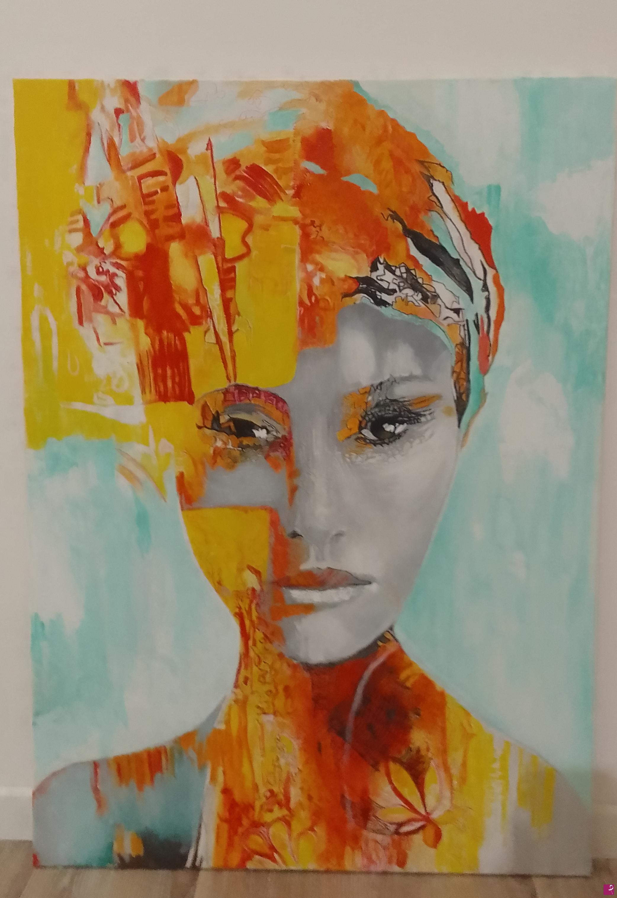 quadri in vendita online - Donna con turbante