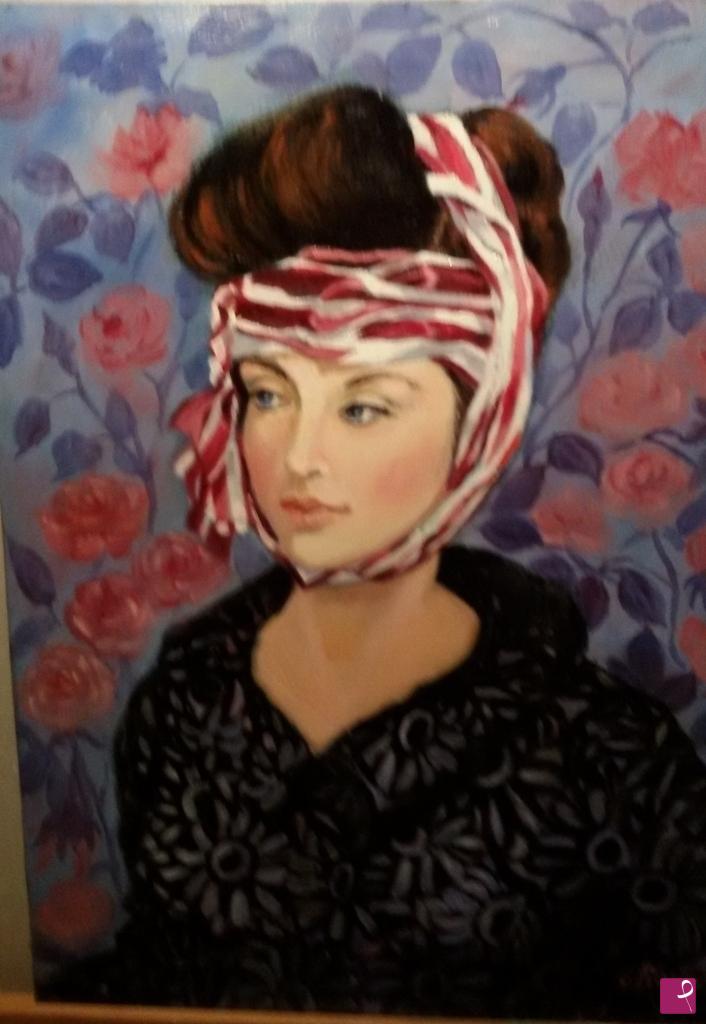quadri in vendita online - Donna con turbante