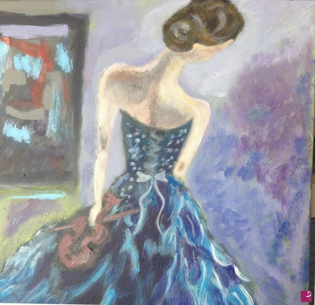 quadri in vendita online - Donna con Violino