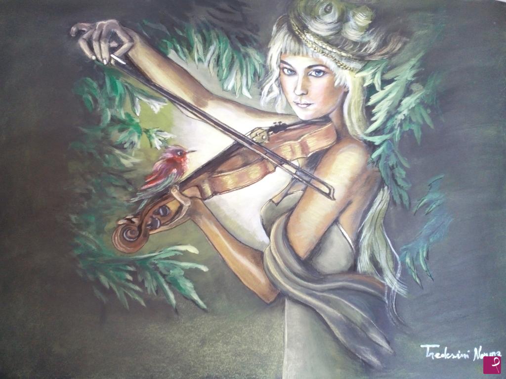 quadri in vendita online - Donna con violino
