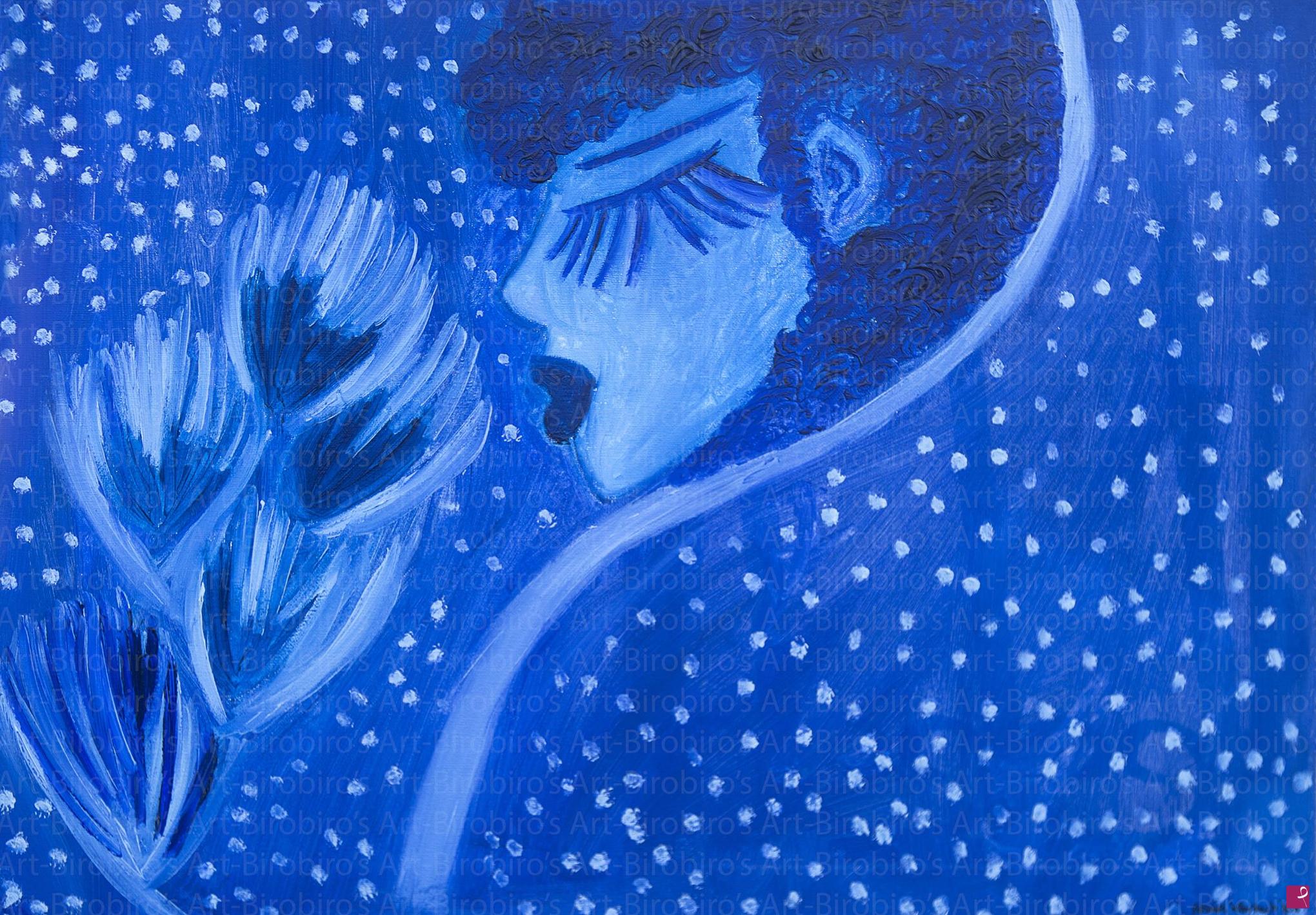 quadri in vendita online - "Donna delle nevi." Olio su tela 50x70. 