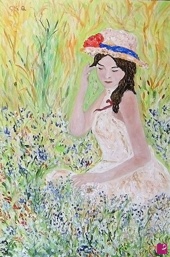 quadri in vendita online - donna di fiori