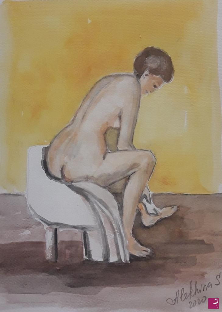 quadri in vendita online - Donna dopo doccia