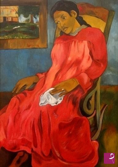 quadri in vendita online - Donna in abito rosso