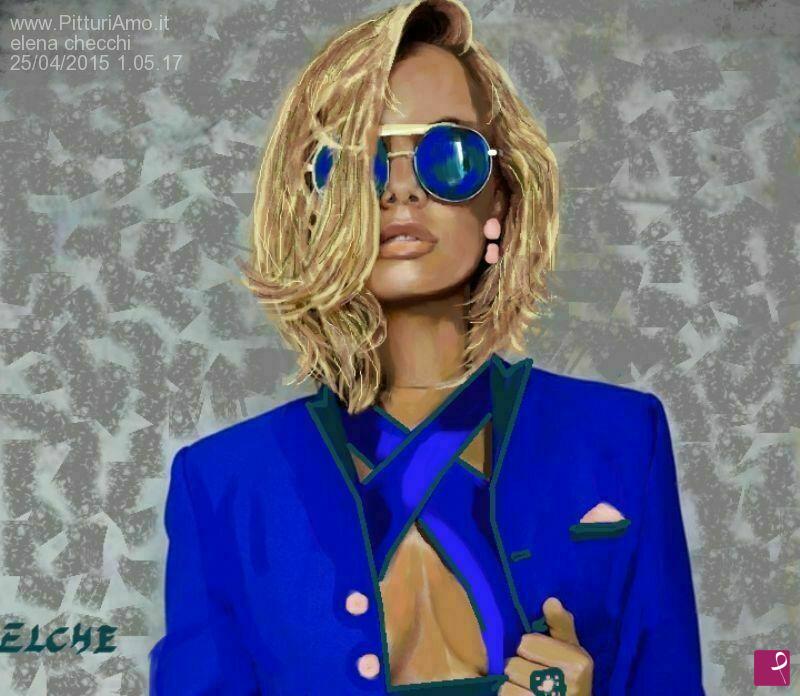 quadri in vendita online - donna in blu cobalto