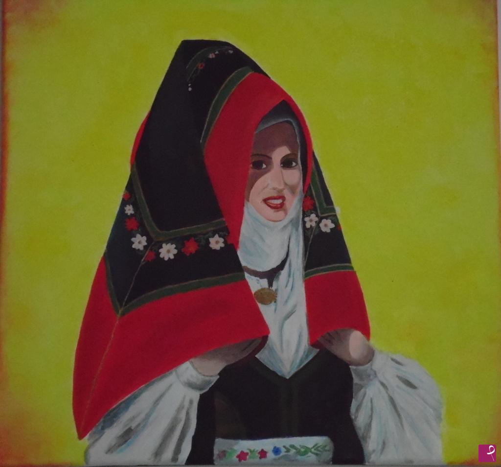 quadri in vendita online - Donna in costume sardo