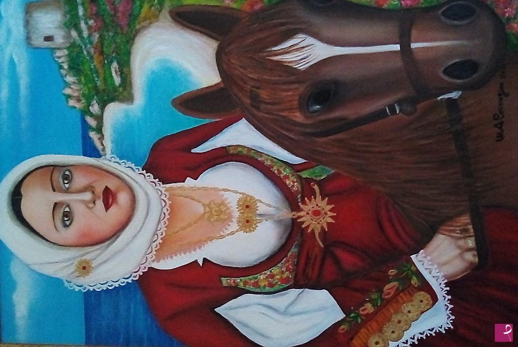 quadri in vendita online - Donna in costume tradizionale sardo