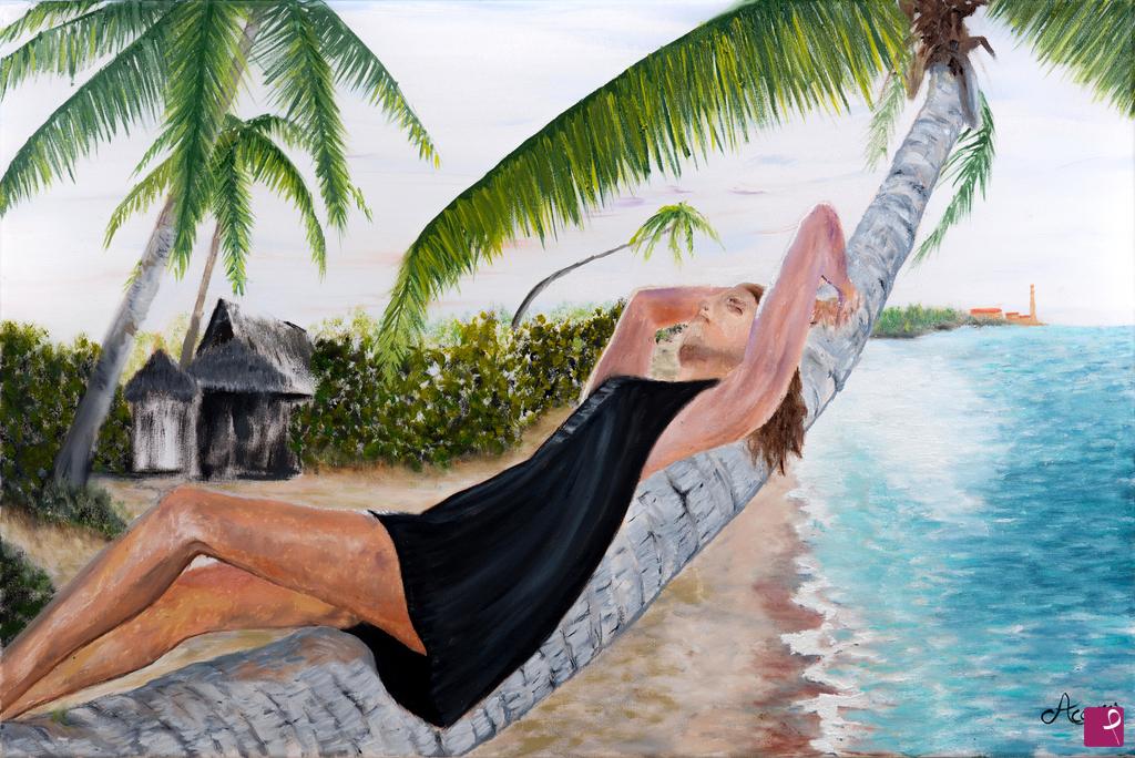 quadri in vendita online - Donna in relax